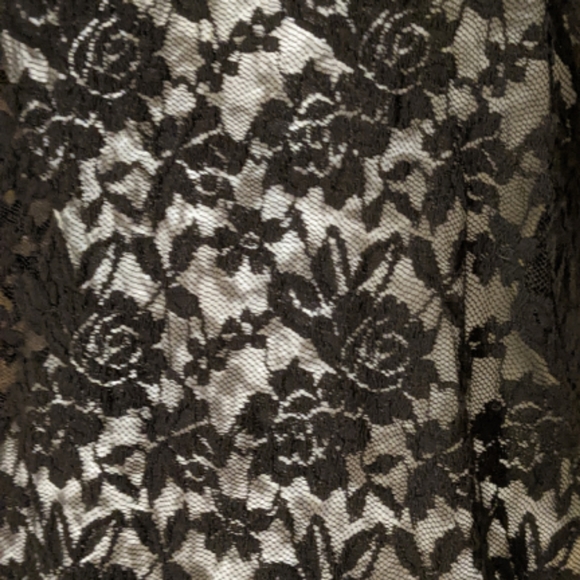 Ambiance Black Floral Lace Mesh Long Sleeve Stretchy Top L - Picture 2 of 4
